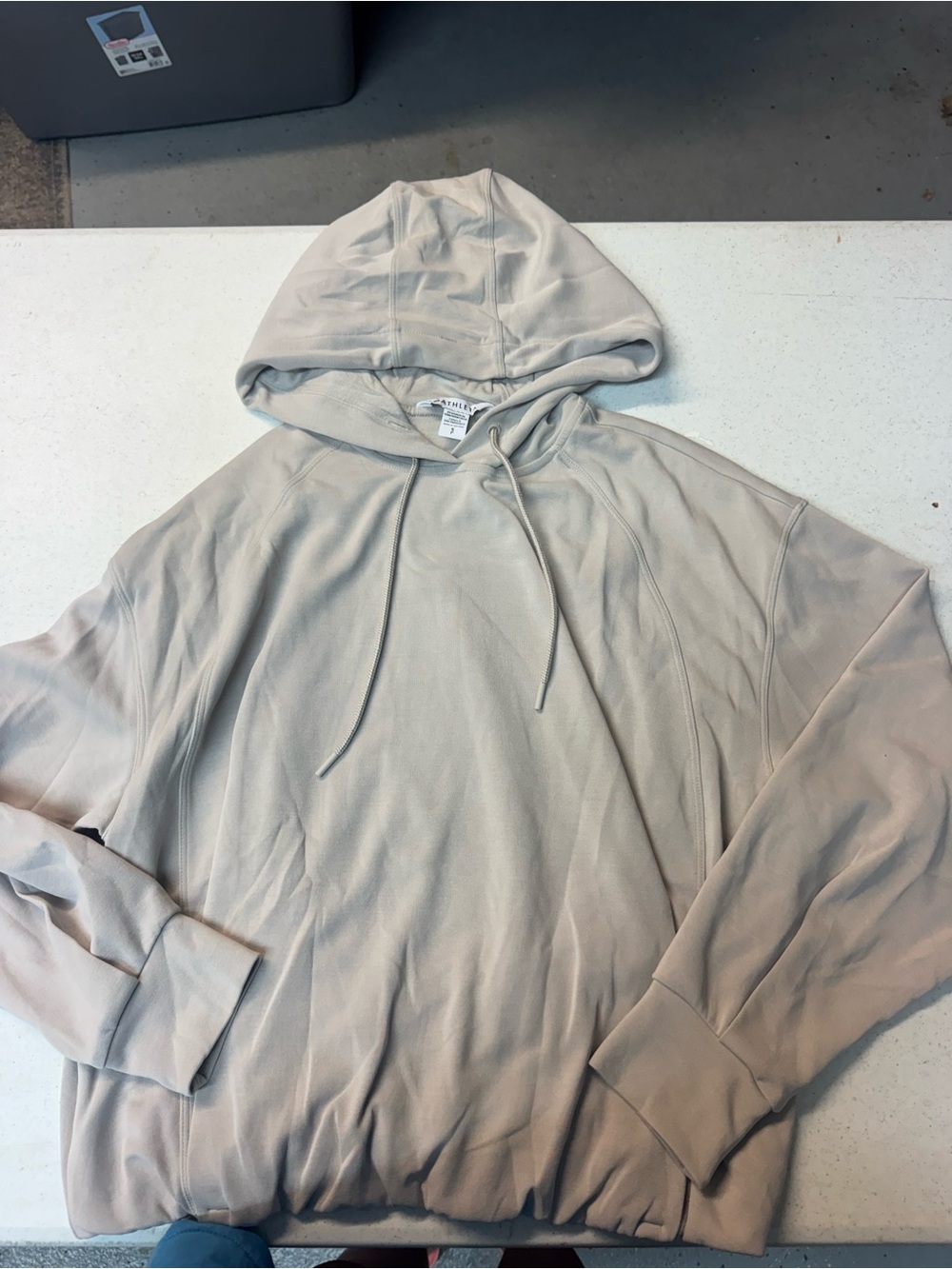 Athleta Stone Gray Hoodie with Drawstrings